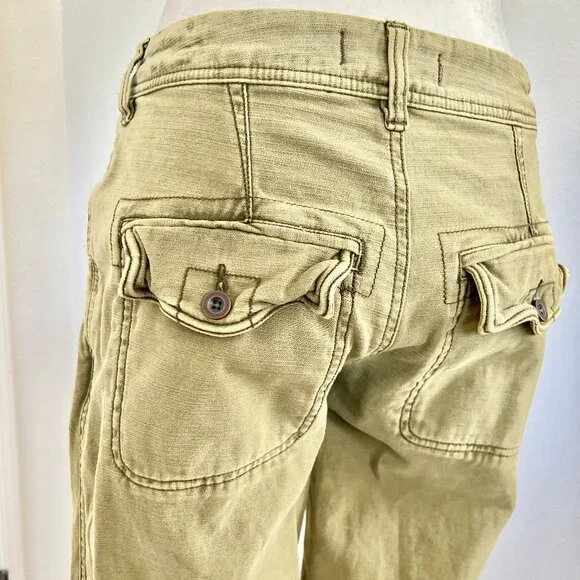 FREE PEOPLE High-Rise Button-Fly Moss Green Utility Boyfriend Pant Size 25 - Picture 12 of 16